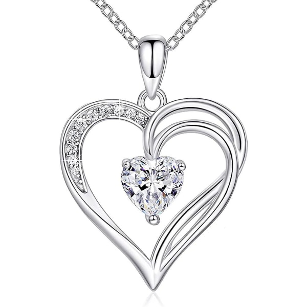 925 sterling silver hjärta halsband för kvinnor Birthstone halsband dubbel hjärta gåva