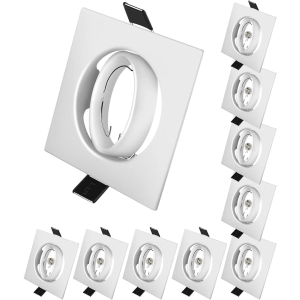 10x Modern Gu10 Downlights För tak. Fyrkantig matt vit metallram
