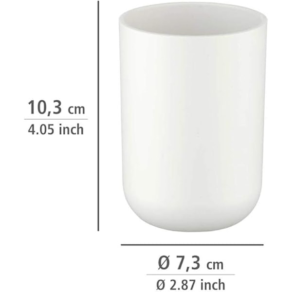 Set med 2 (vit + grå) 7,3 x 10,3 cm munnglas, tandborsthållare, okrossbar PET-plast,