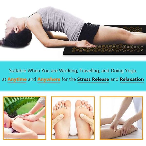 Akupressurmatta, akupunkturmassagematta, innehåller massagekudde och förvaringsväska