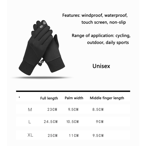 Unisex thermal handskar Vindtäta löparhandskar storlek L ec88 | Fyndiq