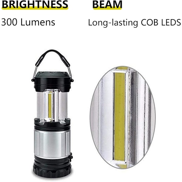 LED camping lys, bærbar batterilys, 360 graders belysning, egnet til nødsituationer, telte, vandreture, fiskeri, redning.