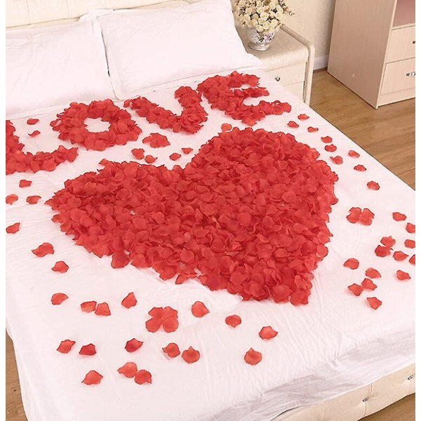 2000 stycken konstgjorda röda rosenblad, romantiska konfetti blomblad