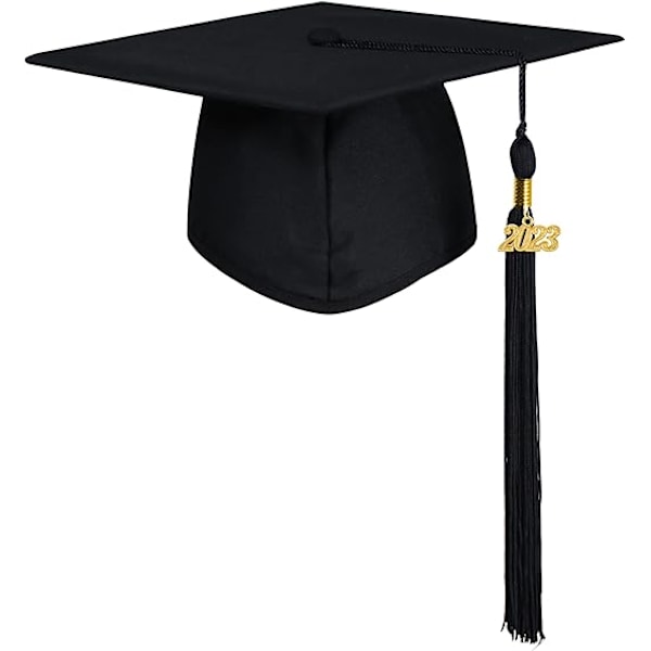 Adult Graduate Hat with Pendant 2023, Unisex High School University Graduation Bachelor Hat Black