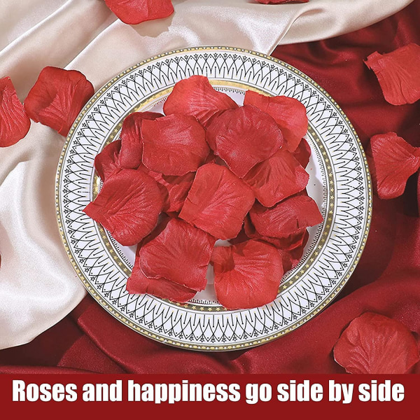 2000 stycken konstgjorda röda rosenblad, romantiska konfetti blomblad