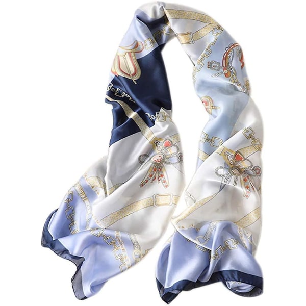 Damblommig sidenscarf, damslinscarf Blå blommor Enkla snygga omslag