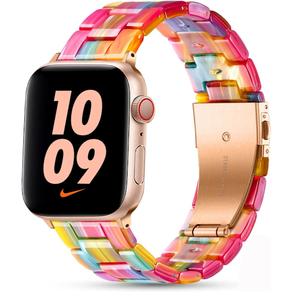 Resinrem for Apple Watch-rem 41mm 40mm 38mm, lettvektserstatning for iWatch-rem for kvinner og menn, lenkeklokkereim for Apple Watch Series 8/7/6/5/4