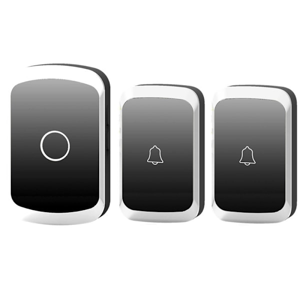 Black Wireless Doorbell DC Battery Operated Waterproof Remote Control 1 Transmitter 2 Receiver Rings Wireless Bell Door Chime