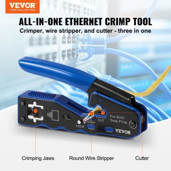 VEVOR RJ45 Crimper - 8 Pin Ethernet Crimping Tool - Komplett sats med tillbehör