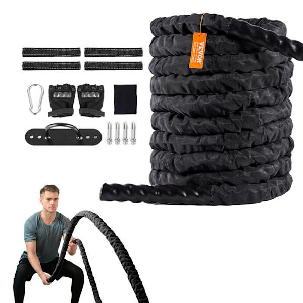 Combat Rope-VEVOR-38 mm-Polyester Training Rope- för kärnstyrketräning, hemmagym