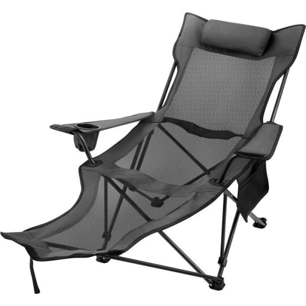 Fällbar campingstol - VEVOR - 18 x 18 x 89 cm Mugghållarstol - Grå i 600D Oxford-tyg och mesh