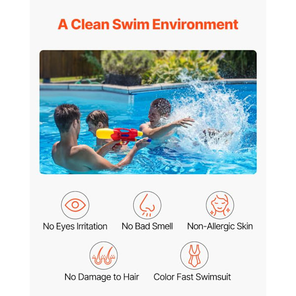 Saltwater Chlorination System-VEVOR-for In-Ground Pools of 151.4 kL-Pool Chlorination Cell-28.7 g/h