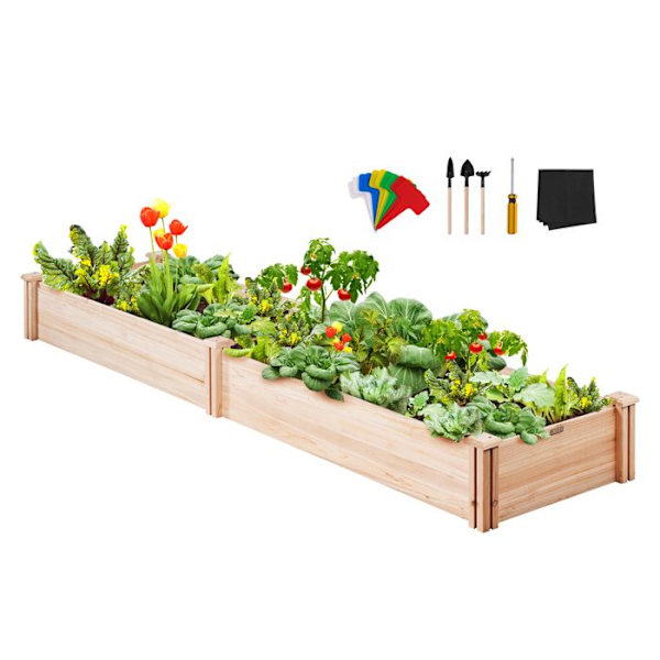 Upphöjd gran trä Trädgårdsbädd-VEVOR-240x60x25 cm Planteringsbricka för odling av blommor, grönsaker, örter
