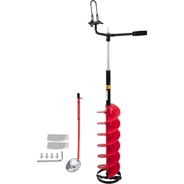 Isskruv-VEVOR-Diameter 20 cm, borr 104 cm-gummihandtag, borradapter, bladskydd för isfiske