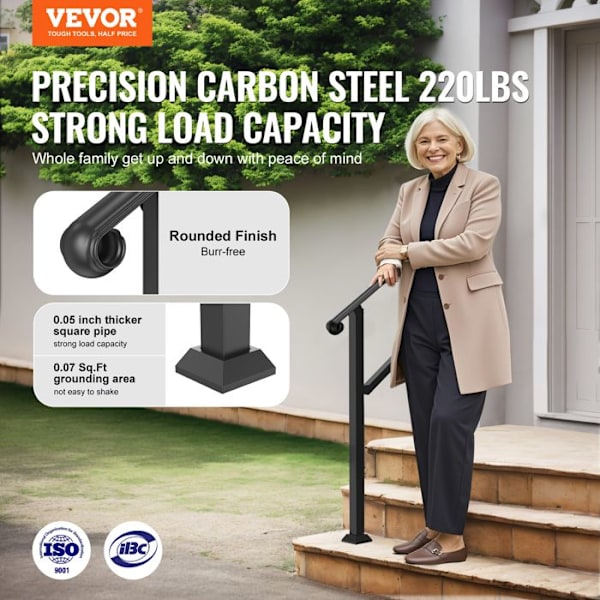 Ramper för utomhustrappa - VEVOR - 1016 x 84 x 905 mm - med installationssats - Verandaramp och uteplatsramp - Svart