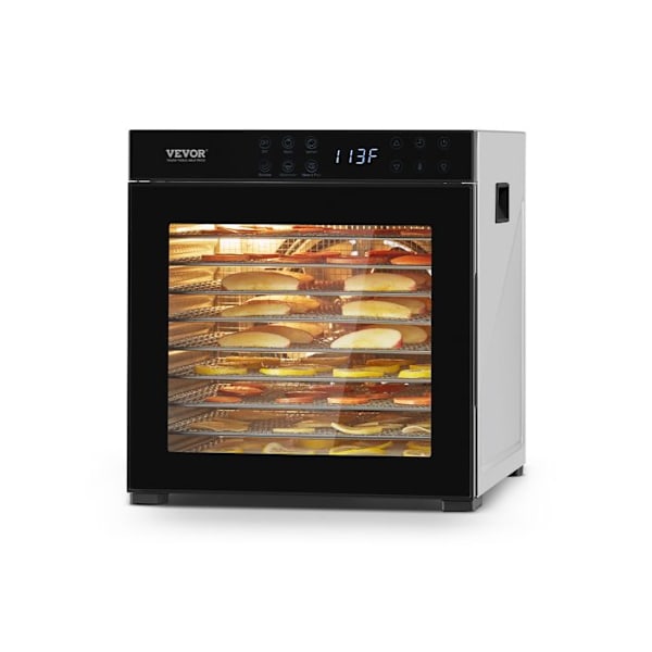 Livsmedelstorkare-VEVOR-10 Brickor-Elstorkare Mat 1000 W-Justerbar Temperatur-24 timmars Timer