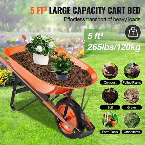 5 cu ft. Skottkärra-VEVOR-Easy Loading Utility Cart och vagnar för Outdoor Lawn Farm