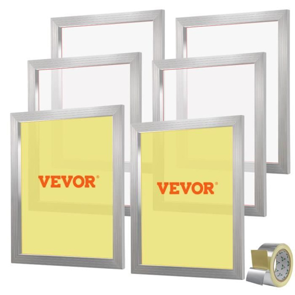 Set med 6 screentryckramar - VEVOR - Aluminium screentryckssats 50,8x61 cm Mesh 160