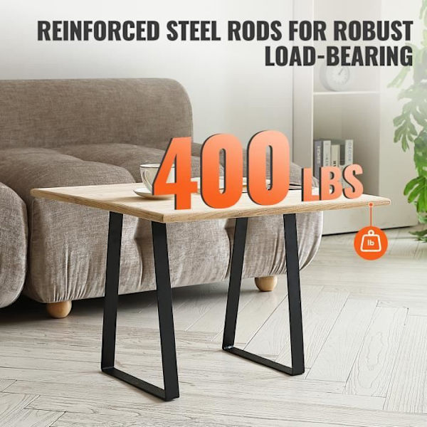 Bordsben - VEVOR - 2ST Låg möbel skrivbordsben massivt stål trapetsformad 406,4 mm svart
