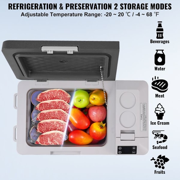 Portabel Kompressor Kylskåp-VEVOR-25 L-Mini Bilkylare 12/24 V DC och 100-240 V AC-Justerbar Temperatur
