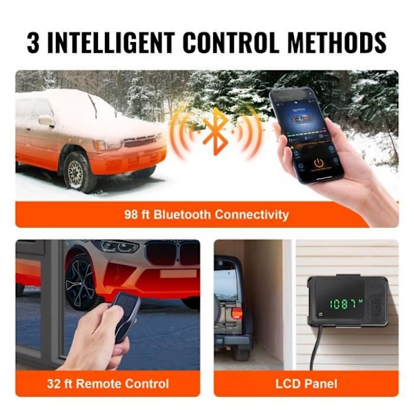 Dieselvärmepump - VEVOR - 12V 2kW 0,12-0,26L-h Luftvärmare Bluetooth APP LCD Inredning