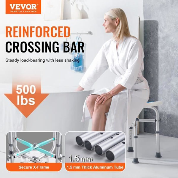 Duschsits - VEVOR - Badrumspall Duschpall Höjdjusterbar 500 lbs Badrum