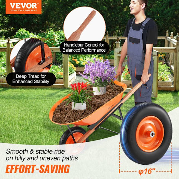5 cu ft. Skottkärra-VEVOR-Easy Loading Utility Cart och vagnar för Outdoor Lawn Farm