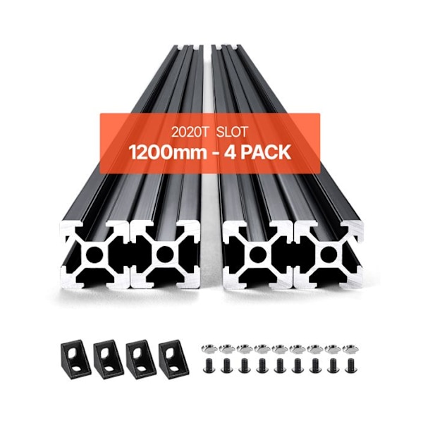 Aluminiumextruderprofil 2020-VEVOR-4-pack-Anodiserad linjärskena EU-standard T-spår 1200 mm