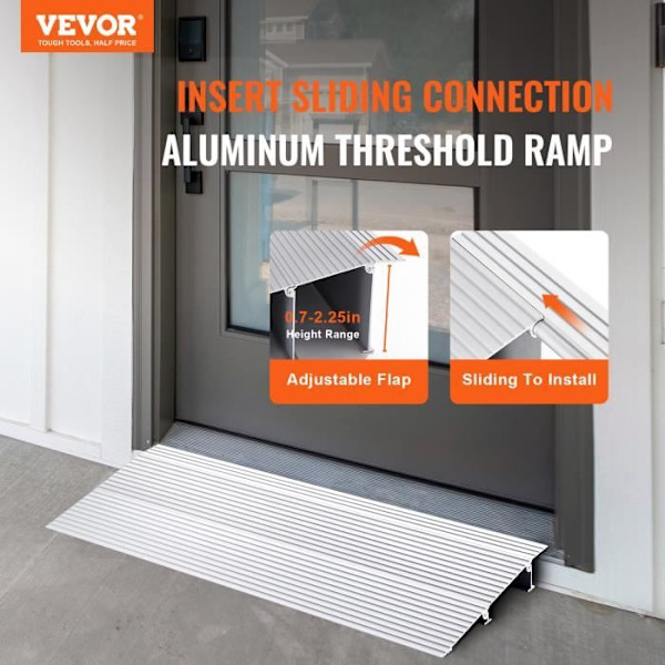 Tröskelramp - VEVOR - 12 x 34 x 2 tum aluminiumlastkapacitet 800 lbs för rullstolsskoter