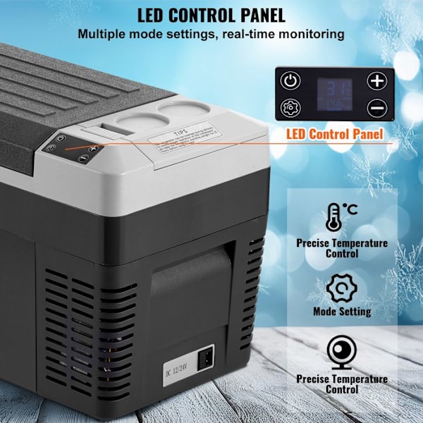 Portabel Kompressor Kylskåp-VEVOR-25 L-Mini Bilkylare 12/24 V DC och 100-240 V AC-Justerbar Temperatur