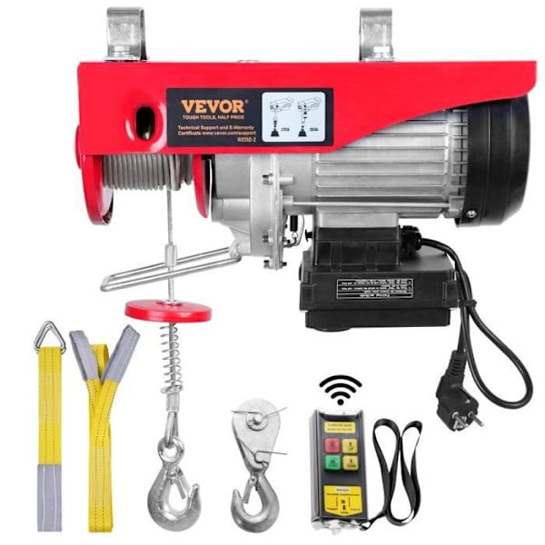 Elektrisk lyftvinsch 250 KG - VEVOR - 510 W Kabellyft Vinsch-lyft 10 m/min + trådlös fjärrkontroll