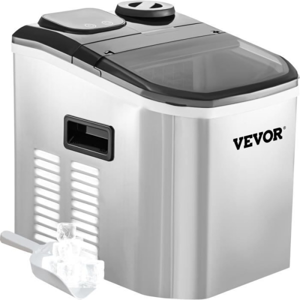 VEVOR Ice Maker - 18 kg/24 h - Silver - 24 st - LED