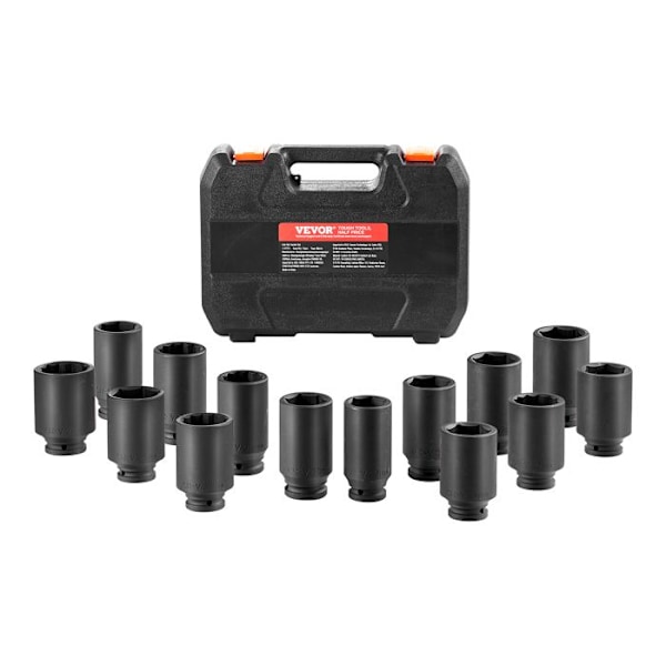 Deep Impact Socket Set för axelmuttrar 14st-VEVOR-Reparationsmonterings- och demonteringsverktyg
