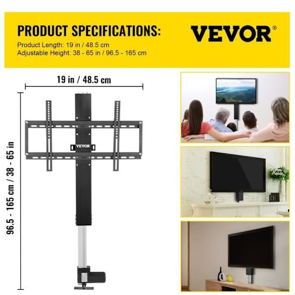 Universal TV-ställ - VEVOR - TV-stöd TV-lyft 127 cm Motoriserat plasmastöd 700 mm justerbart