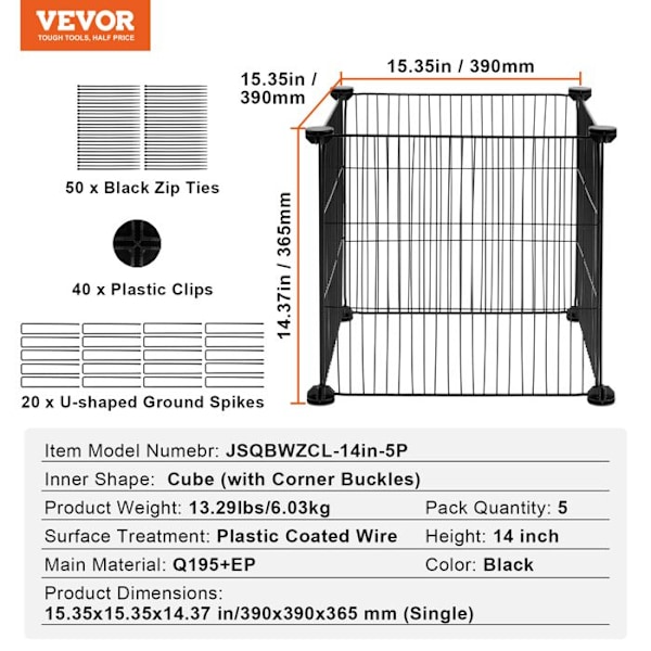Skyddsgaller för Växter-VEVOR-39 x 39 cm-5-pack-Växtburar för Utomhusväxter, Blommor och Grönsaker