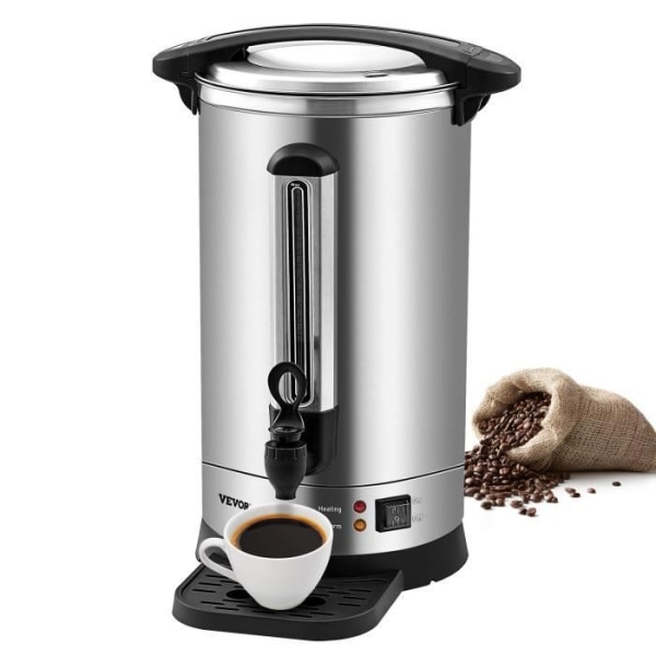 65 koppar kommersiell kaffebryggare - VEVOR - 9,75 L dispenser för varma drycker i rostfritt stål