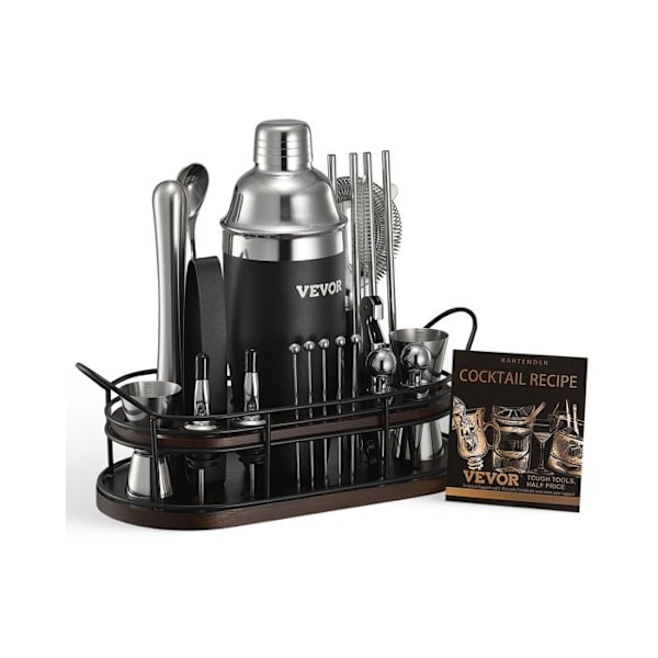 Ensemble Shaker för Cocktail-VEVOR-23 delar-Barista till Martini i Rostfritt Stål-Silver