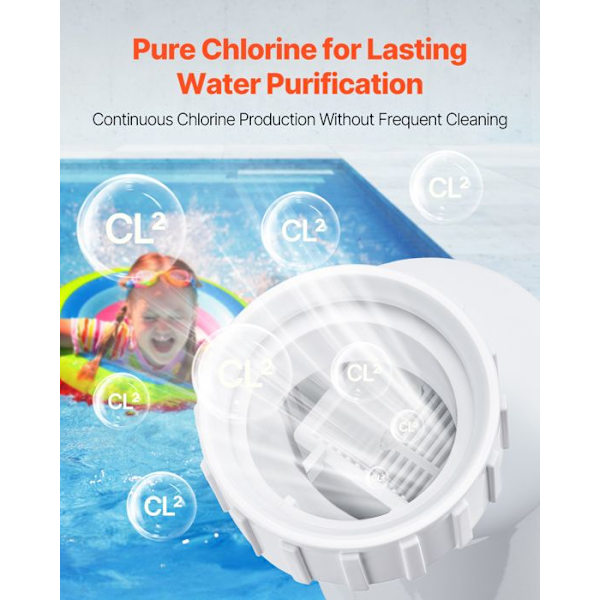 Saltwater Chlorination System-VEVOR-for In-Ground Pools of 151.4 kL-Pool Chlorination Cell-28.7 g/h