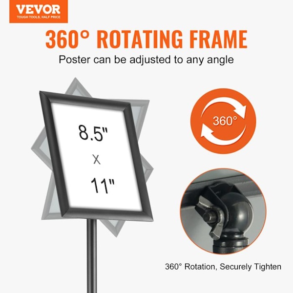 Affischhållare -VEVOR-279 x 216mm-Stående displaystativ 360° rotation Justerbar höjd 820-1250 mm