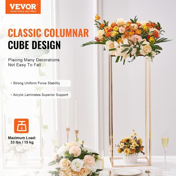 Bröllop Blomsterställ - VEVOR - 2ST Bröllop Blomsterställ Bröllop Mittpunkt Akryl Laminat 80cm