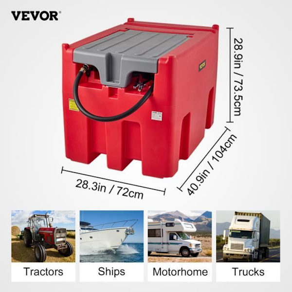 Bärbar dieseltank - VEVOR - Tankstation Polyeten Tank 439 L Röd
