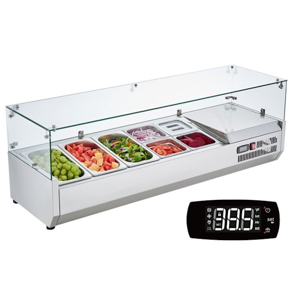 Kyld saladette att stå 150 W-VEVOR-kylskåp för Pizzeria-304 Rostfritt stålhus och PC-lock-Köksingredienser