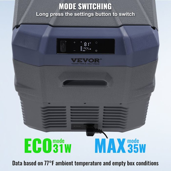 Kompakt Kylskåp-VEVOR-37 L-Minikyl för Bil 12/24 V DC och 100-240 V AC-Justerbar Temperatur