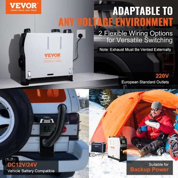 Dieselvärmare All-VEVOR-5-8 kW-Fjärrkontroll LCD-skärm-Snabb-Låg-Bärbar-Lastbil Caravan Husbil Interiör