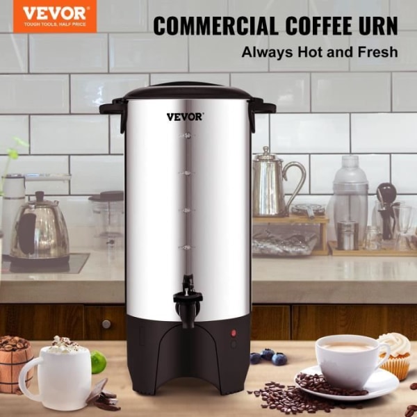 7,4 L kaffebryggare - VEVOR - 50 koppar rostfritt stål dispenser för varma drycker