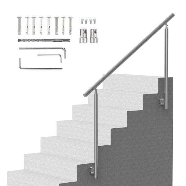 Trappräcken-VEVOR-1500 x 87 x 1000 mm-Rostfritt stål- för äldre, veranda och terrass, sidomontering