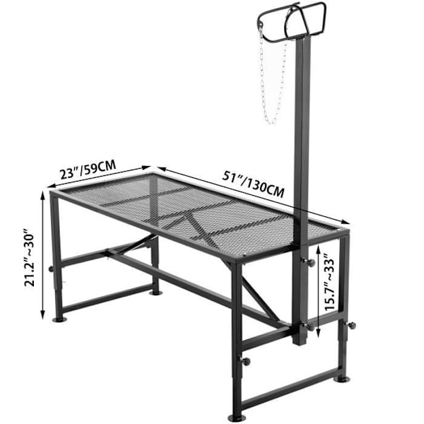 Boskapsklippningsställ-VEVOR-130x59 cm-Rakt huvudstycke-Stadig metallram-Get-Får-Svart