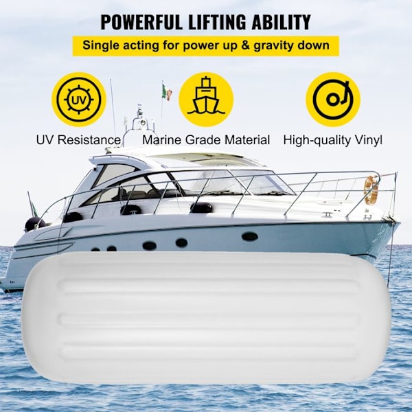 Stänkskärmar-VEVOR-4st-10"x28"-Mellanhål-4 rep-Lätt att blåsa upp-Installera-Skydda kanoter Pontonger Båtar Docka-Vit