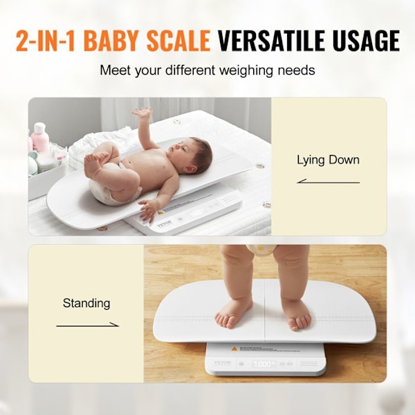 Digital Baby Scale-VEVOR-2-in-1 Baby Scale with Removable Tray-Capacity 30 kg