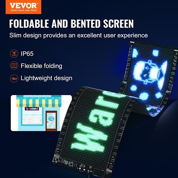 LED-ljusskylt - VEVOR - Programmerbar LED-ljusskylt rullande displaypanel 83,5x20 cm, för butik, reklam